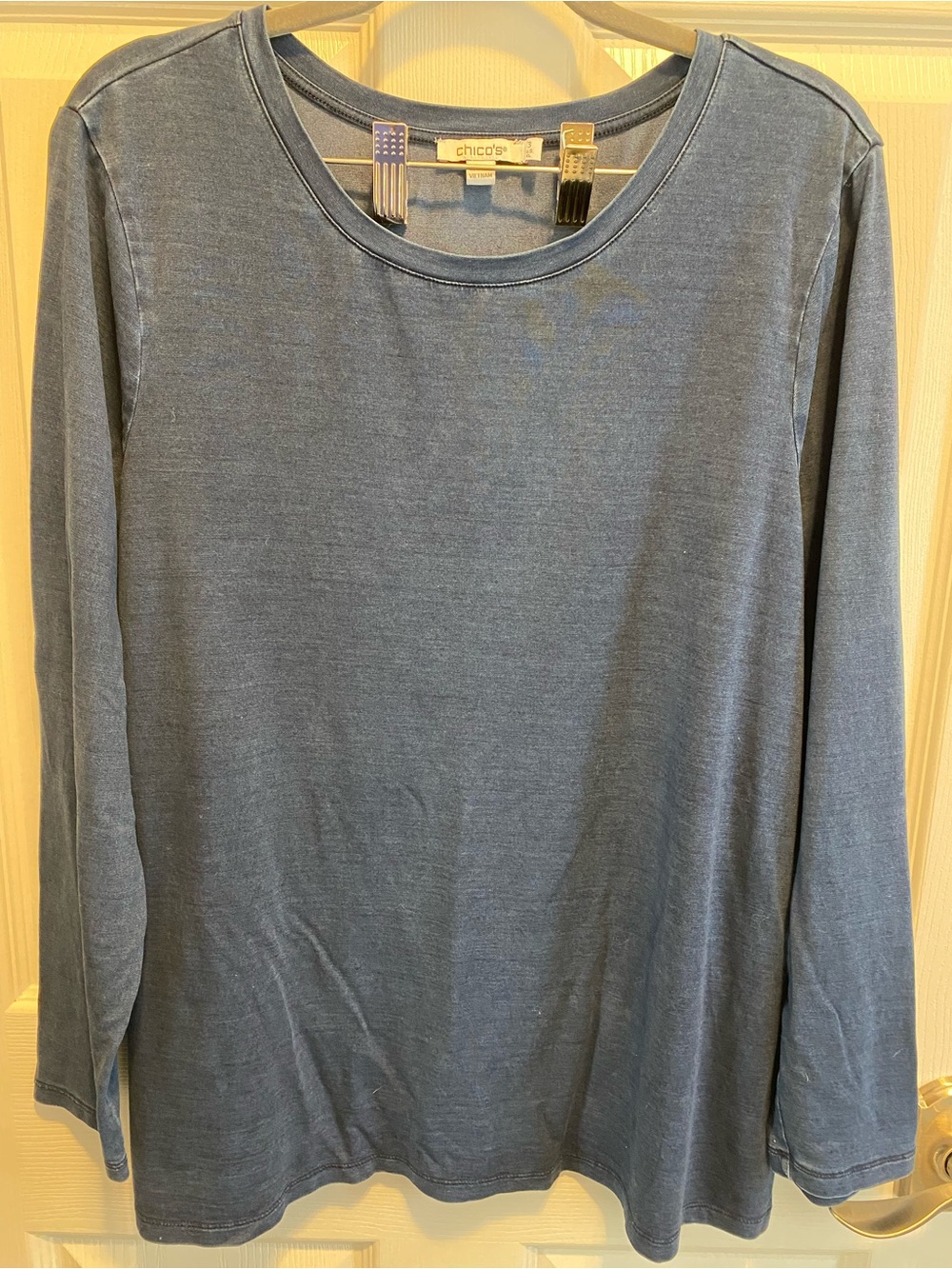 Chico's Long Sleeve T-Shirt - Faded Denim Blue